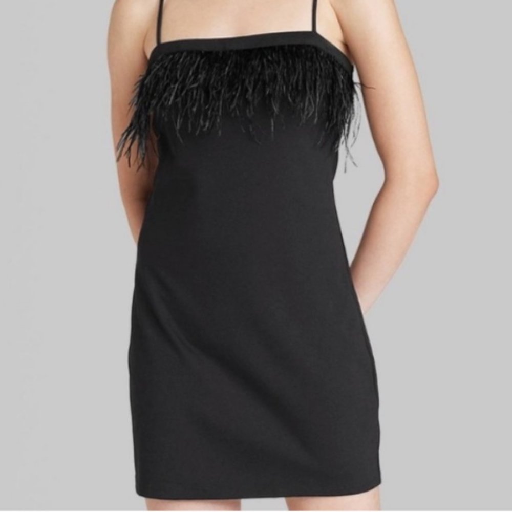 Wild Fable Black Feather Mini Dress